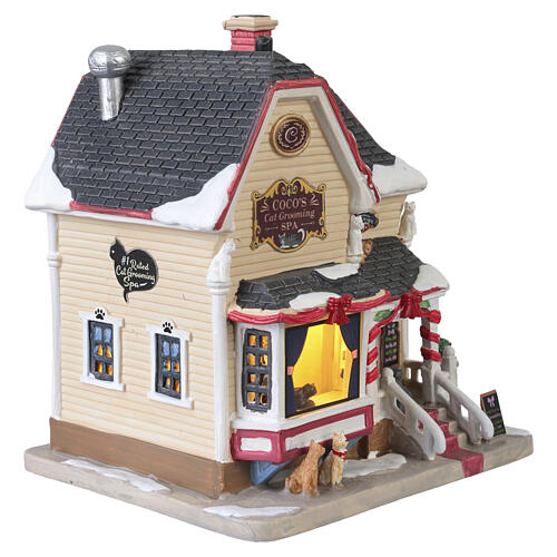 Coco's Cat Grooming Spa beleuchtetes Gebäude Lemax Caddington Village 18x17x14 cm - 45259 4
