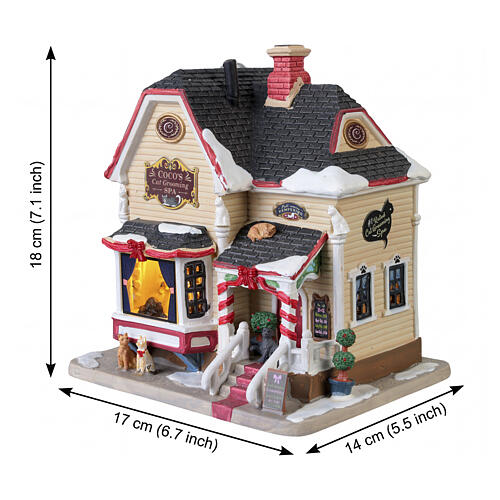 Coco's Cat Grooming Spa edificio illuminato Lemax Caddington Village 18x17x14 cm - 45259 3