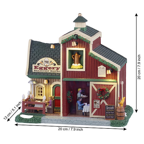 The Eggery Breakfast Bistro illuminated building by Lemax, Harvest Crossing collection, 7.7x7.7x5.1 in - 55316 3