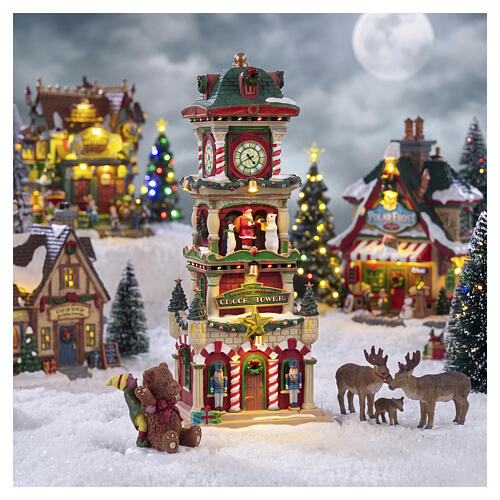 The Village Square Clock Tower edificio illuminato Lemax Santa'S Wonderland 29x14x11 cm - 55320 2