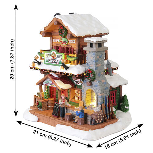 Pine Grove Pizza bâtiment éclairé Lemax Vail Village 20x21x15 cm - 55322 3
