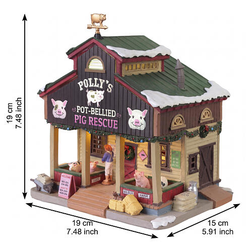 Polly's Pot-bellied Pig Rescue beleuchtetes Gebäude Lemax Harvest Crossing 19x19x15 cm - 55323 3
