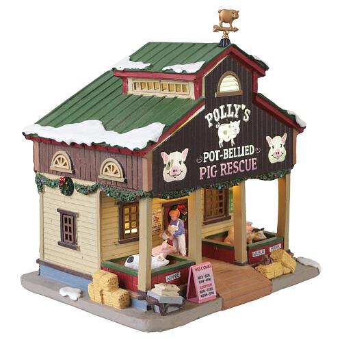 Polly's Pot-bellied Pig Rescue beleuchtetes Gebäude Lemax Harvest Crossing 19x19x15 cm - 55323 4