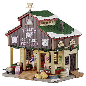 Polly's Pot-bellied Pig Rescue edificio illuminato Lemax Harvest Crossing 19x19x15 cm - 55323