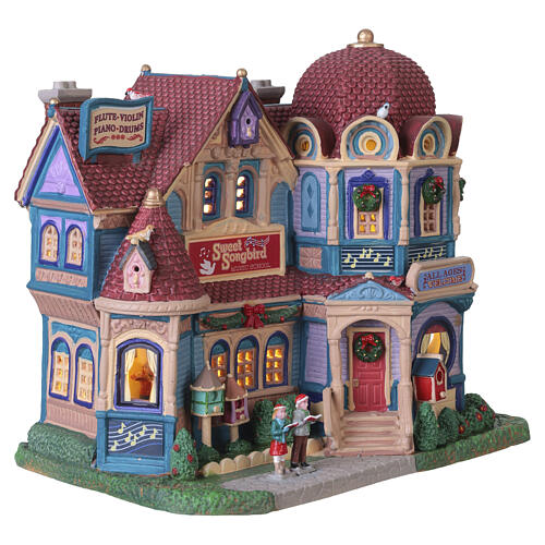 Sweet Songbird Music School illuminated building by Lemax, Caddington Village, 8.1x8.9x5.7 in - 55347 4