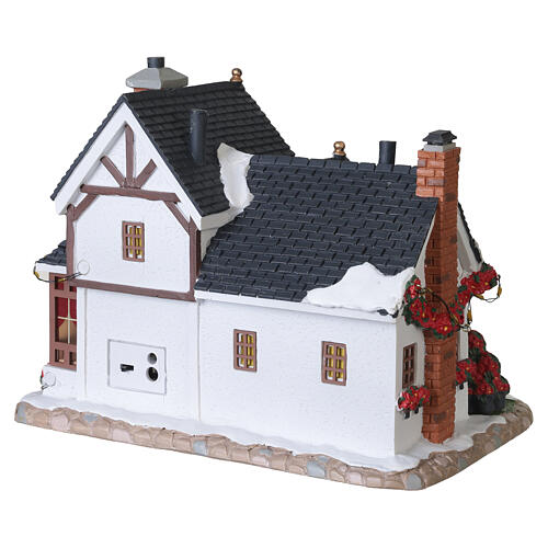 Poinsettia Lane Bed & Breakfast illuminated building, by Lemax, Caddington Village collection, 7x9.2x5.9 in - 65525 5