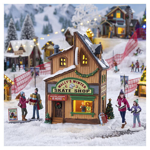 Wally's Winter Skate Shop bâtiment éclairé Lemax Vail Village 20x15x12 cm - 65539 2