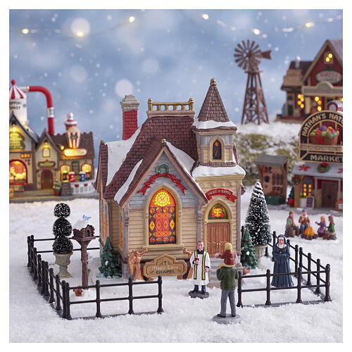 Maple Lane Chapel edificio illuminato Lemax Harvest Crossing 20x18x15 cm - 65542 2