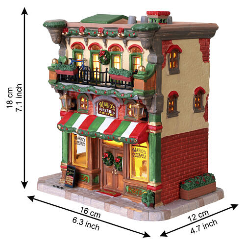 Mario's Pizzeria & Bistro edificio illuminato Lemax Caddington Village 18x16x12 cm - 65554 3