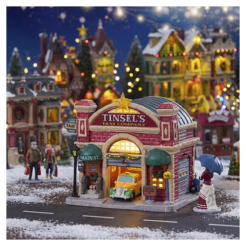 Tinsel's Taxi Company beleuchtetes Gebäude Lemax Caddington Village 16x17x13 cm - 65571 2