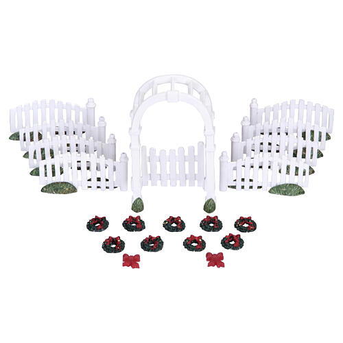 Plastic Arbor & Picket Fences W/decorations conjunto 20 peças Lemax 9 cm - 4233 1