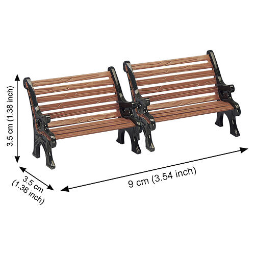 Park Bench Set 2-teiliges Lemax Zubehör 3x9x3 cm - 34895 2