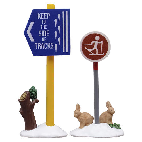 Cross Country Ski Sign 2-teiliges Set Zubehör Lemax Vail Village 8 cm - 54468 1