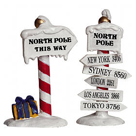 North Pole Signs 2-teiliges Schilder-Set Lemax Santa's Wonderland 7x7x3 cm - 64455
