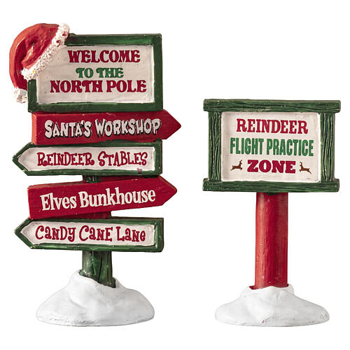 North Pole Signs 2-teiliges Set Zubehör Lemax Santa's Wonderland 6x7x2 cm - 74325 1