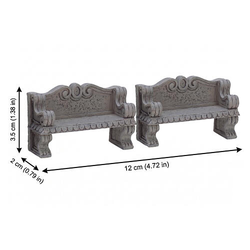 Stone Bench set 2 pezzi accessorio Lemax 4x12x2 cm - 74612 2