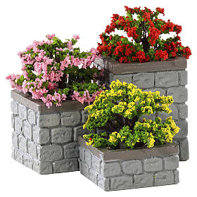 Flower Bed Boxes 3-piece set, Lemax accessory for Caddington Village, 1.9x2.0x2.0 in - 84380