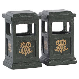 Green Trash Can set 2 pezzi accessorio Lemax 4x5x2 cm - 84386
