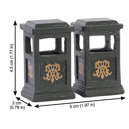 Green Trash Can set 2 pezzi accessorio Lemax 4x5x2 cm - 84386 2