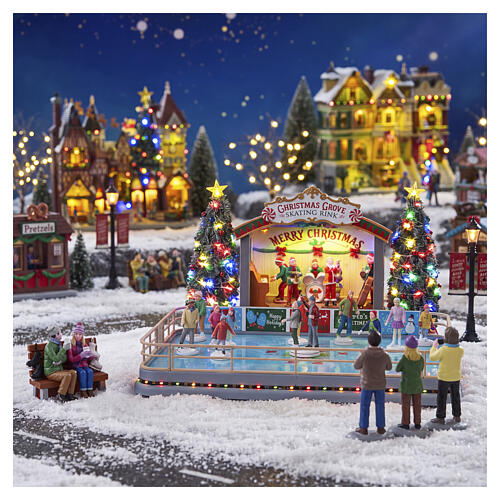 Christmas Grove Skating Rink animierte Szene Lemax Caddington Village 21x33x31 cm - 14870 2