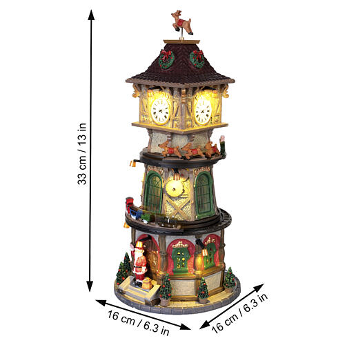 Christmas Clock Tower animated scene by Lemax, 13x6.3x6.3 in - 45735 3