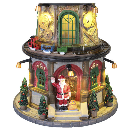 Christmas Clock Tower animated scene by Lemax, 13x6.3x6.3 in - 45735 6