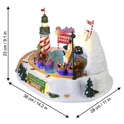 Dasher's Bumper Boats animierte Szene Lemax Santa's Wonderland 23x36x28 cm - 64638 3