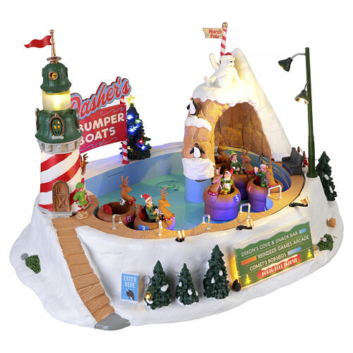 Dasher's Bumper Boats animierte Szene Lemax Santa's Wonderland 23x36x28 cm - 64638 5