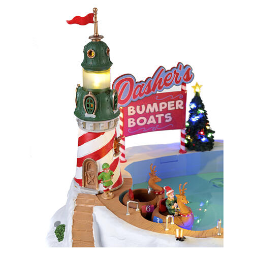 Dasher's Bumper Boats animierte Szene Lemax Santa's Wonderland 23x36x28 cm - 64638 6