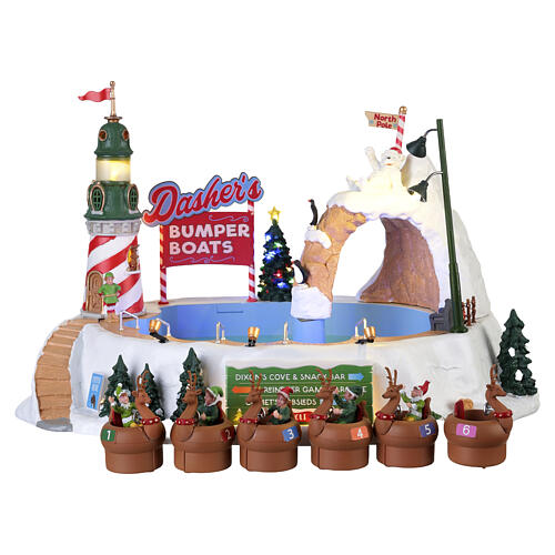 Dasher's Bumper Boats animierte Szene Lemax Santa's Wonderland 23x36x28 cm - 64638 7