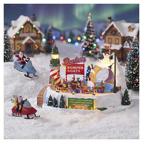 Dasher's Bumper Boats animated scene Lemax Santa's Wonderland 23x36x28 cm - 64638 2