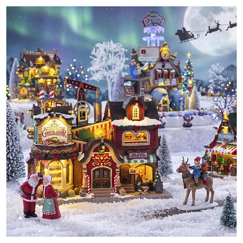The Holly Jolly Chocolatier & Mrs. Claus Coffee Shop animierte Szene Lemax Santa's Wonderland 28x32x19 cm – 65521 2