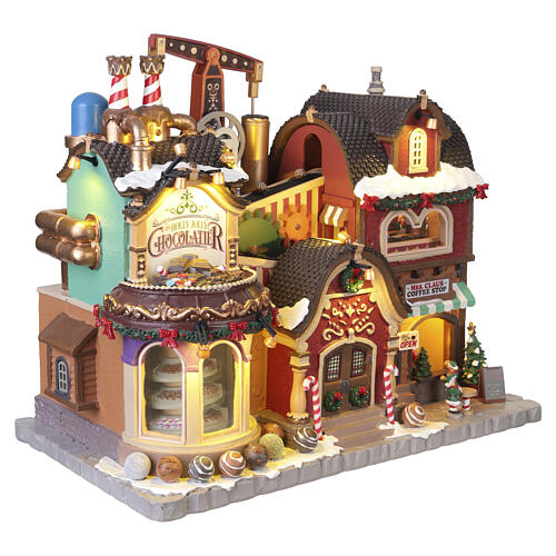 The Holly Jolly Chocolatier & Mrs. Claus Coffee Shop animierte Szene Lemax Santa's Wonderland 28x32x19 cm – 65521 7