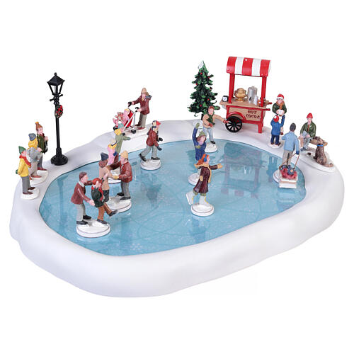 Village Skating Pond With Sound 18-teiliges Set animierte Szene Lemax 14x37x30 cm - 94048 4