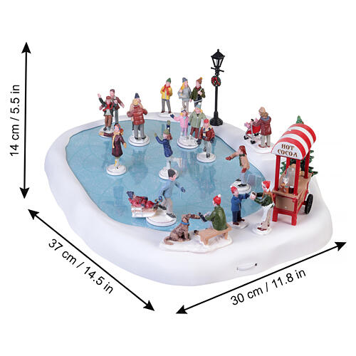 Village Skating Pond With Sound set 18 pezzi scena animata Lemax 14x37x30 cm - 94048 3