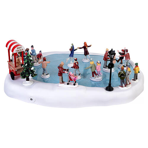 Village Skating Pond With Sound set 18 pezzi scena animata Lemax 14x37x30 cm - 94048 5