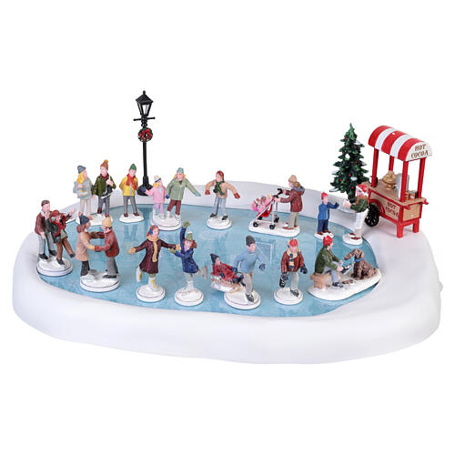 Village Skating Pond With Sound set 18 pezzi scena animata Lemax 14x37x30 cm - 94048 6