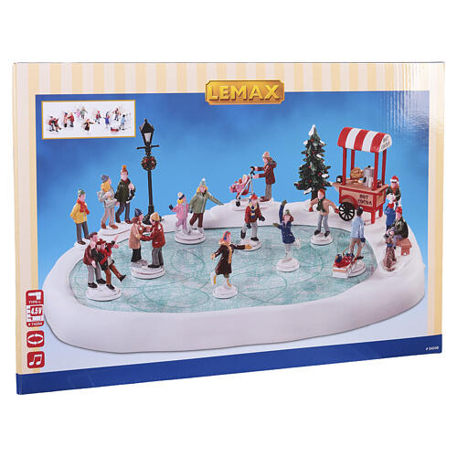 Village Skating Pond With Sound set 18 pezzi scena animata Lemax 14x37x30 cm - 94048 8
