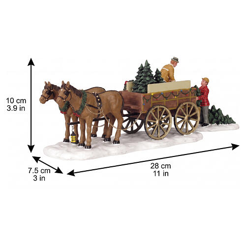 Christmas Tree Wagon set 2 pezzi accessorio da tavolo Lemax Caddington Village 10x28x7 cm - 43451 2