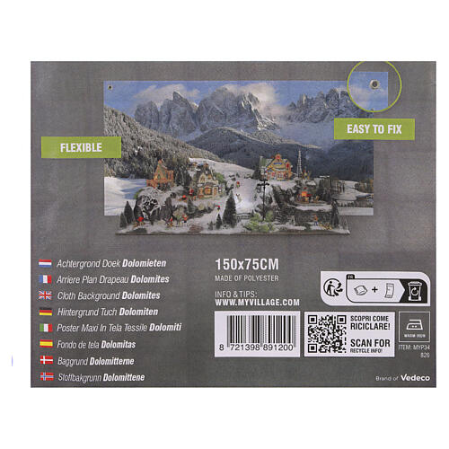 Dolomiti MyVillage fondale in tela per villaggio natalizio 75x150 cm 3