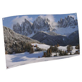 Dolomiti MyVillage - tło z tkaniny do wioski bożonarodzeniowej, 75 × 150 cm