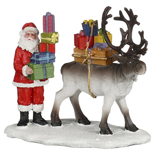 Santa and deer moving presents Babbo Natale e renna spostano i regali LuVille Sledgeholm 9x10x6 cm - 1198741 1