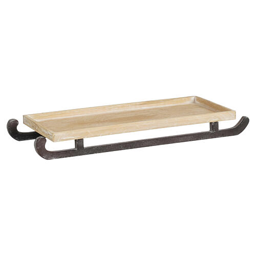Taca dekoracyjna na sankach, drewno FSC 100%, 7 x 62 x 25 cm - 1205521 1