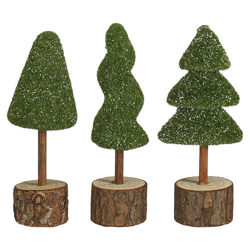 Albero decorativo verde lucido 3 modelli assortiti 13x4 cm -1206754 2
