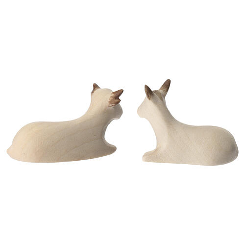 Aram Ox and Donkey Nativity Figurines in Double-Patinated Val Gardena Maple Wood 4
