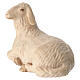 Statuette de mouton couché pour crèche du Val Gardena en bois à double patine s2
