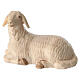 Reclining sheep figurine in double-patinated Val Gardena wood s1