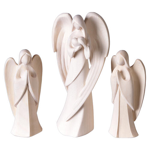 Arco navideño luces LED con 3 ángeles de madera doble patinado Val Gardena 20x45,5 cm 6