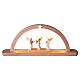 Nativity arch with 3 Aram angels in natural Val Gardena maple wood, LED, 20x45.5 cm s1