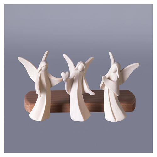 3 angeli Aram su arco di luce LED presepe in legno naturale Val Gardena 20x45,5 cm 6